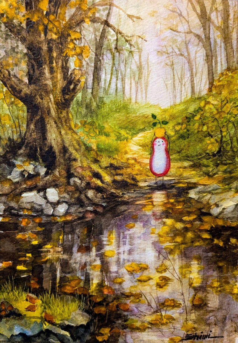 たとえ ゆくてが 水びたしでも」 透明水彩絵具: ウィンザー