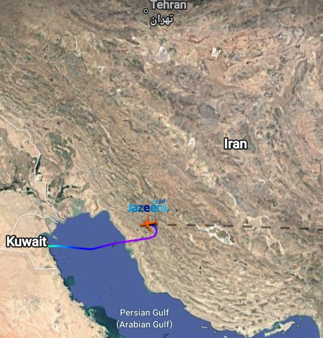 Conflict_Radar's tweet image. #INITIAL A Jazeera Airways plane from Kuwait to Dhaka turned back in the Iranian airspace