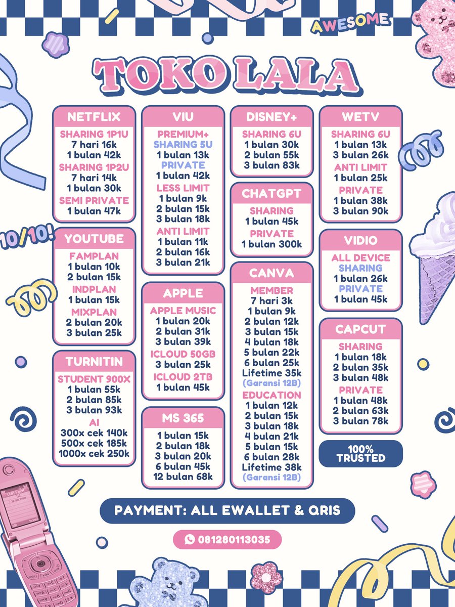 tokolalaaa's tweet photo. @ditagusa yuk kak canva premium ✧🪽  
⤷ lagi promo nih! harga manis tapi fitur lengkap 🩷🌀  

📎 7 hari : ~3k~ → 2k  
📎 1 bulan : ~9k~ → 6k  
📎 3 bulan : ~15k~ → 9k  

♡ pl lengkap di bawah ya  
♡ https://t.co/55vZJBwX0u https://t.co/rSpOhZ8JwM