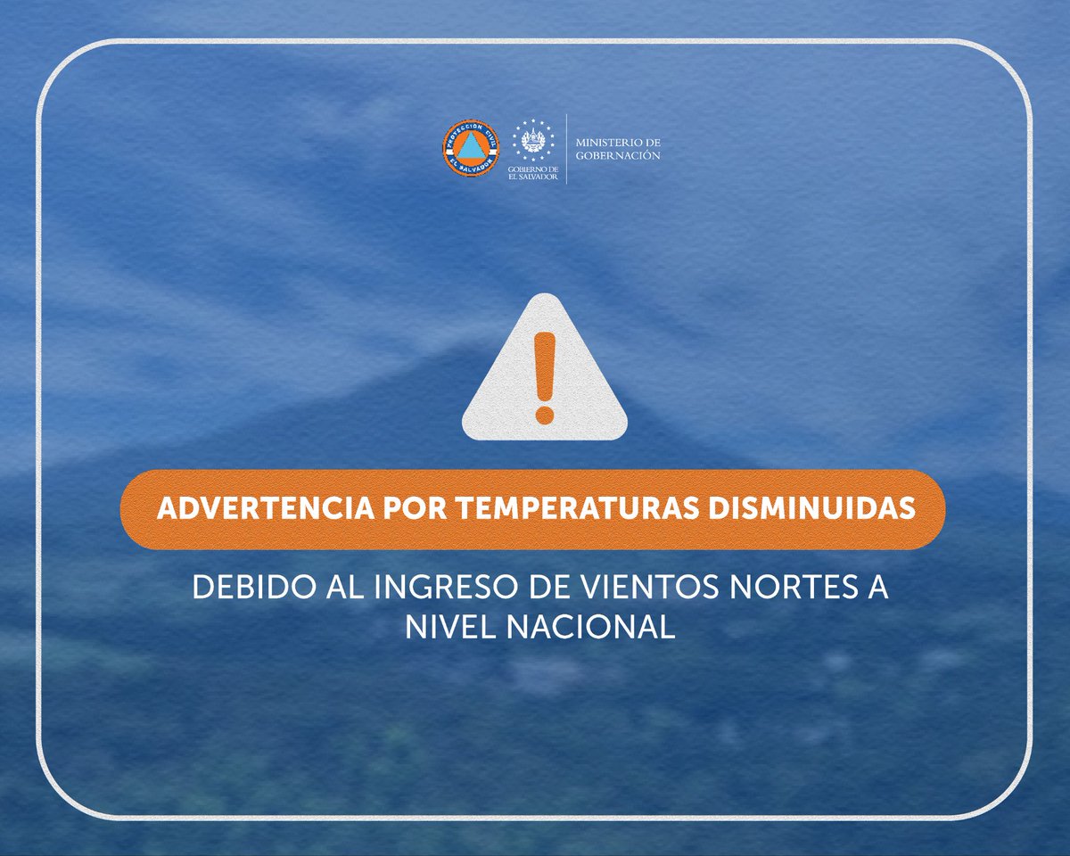 ⚠️ #ATENCIÓN ⚠️

Ante las condiciones climáticas, se emite #ADVERTENCIA por temperaturas disminuidas debido al ingreso de Vientos Nortes a nivel nacional. 

Instamos a la población a seguir las recomendaciones y prevenir incidentes.

Más información: shre.ink/5Tyt