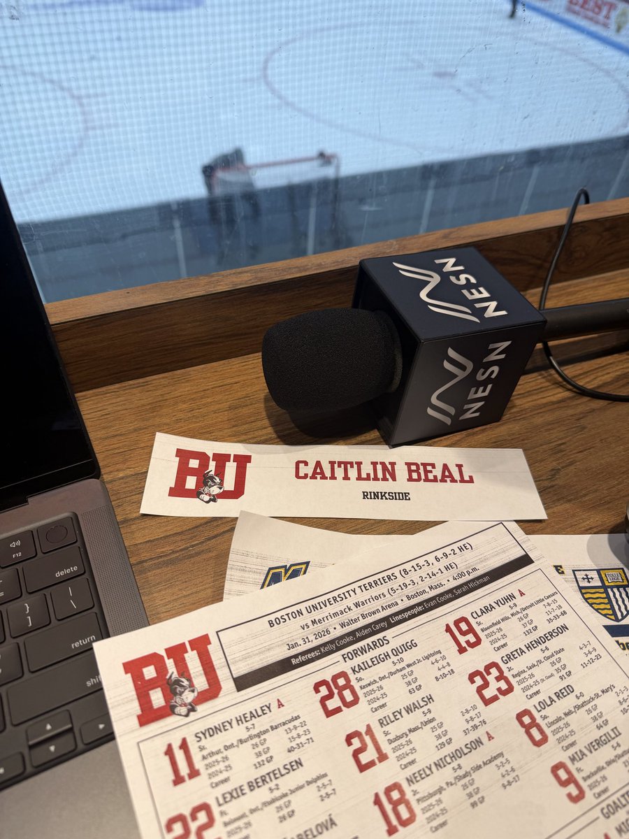 On rinkside for BU vs Merrimack on <a href="/NESN/">NESN</a> @ 4. BU secured a 3-0 win over them yesterday.
