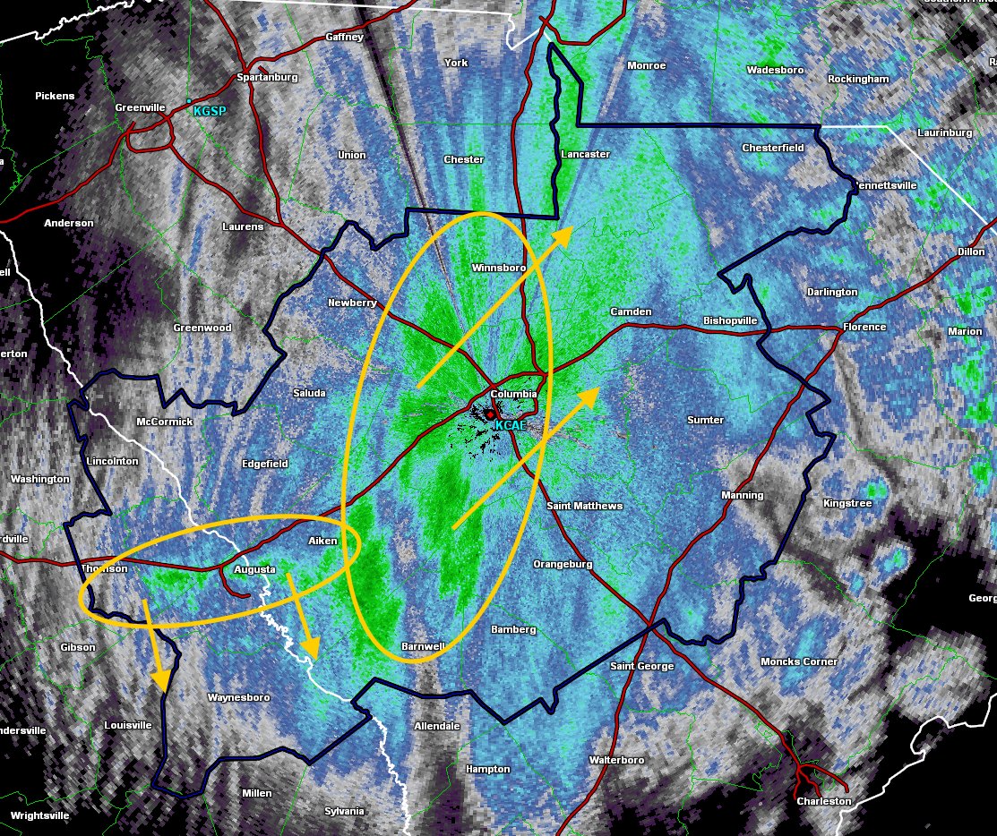 Several heavy bands of snow are developing across the area. A quick snow band with low visibilities is moving through Augusta with another broad band heading northeast up I-20. Rates prior to these bands were not very impressive and limited some totals so far.