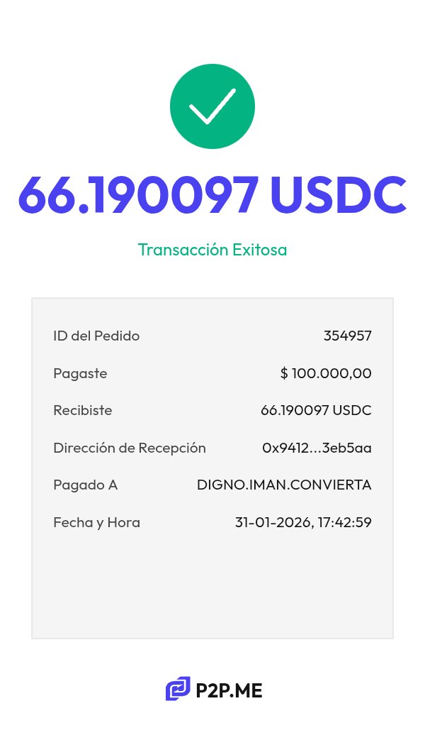 matiasmirez's tweet photo. Gracias a @p2pmeargentina y @chesi_crypto ¡Compré exitosamente 66.190097 USDC por $ 100.000,00 con https://t.co/l68rdbK4p1! https://t.co/kb59rolyIm https://t.co/aXdoe3E4j5