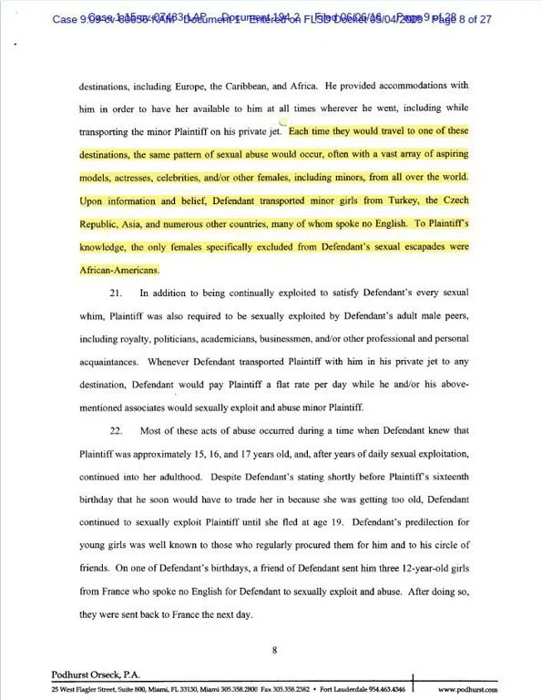 Etkiresmi's tweet photo. TÜRKİYE'DEN EPSTEİN ADASINA KIZ ÇOCUKLARI KAÇIRILDI MI?

Epstein mağduru Jane Doe’nun  ifadesinden; 

 “Epstein, Türkiye, Çek Cumhuriyeti, Asya ve birçok ülkeden İngilizce bilmeyen reşit olmayan kızları özel jetiyle taşıdı. İngilizce bilmeyenleri tercih ediyordu çünkü daha savunmasızdılar ve suçlarını ihbar edemiyorlardı.” 

Bu kızlar Avrupa, Karayipler, Afrika ve ABD’deki malikânelerde yıllarca sistematik istismara maruz kalmış.

Epstein’ın yöntemi aynı: Modeller, aktrisler ve ünlüler aracılığıyla genç kızları ağına çekiyor, “masaj” bahanesiyle istismara başlıyor, sonra politikacılar, iş insanları ve kraliyet üyelerini de dahil ediyor ve görüntülerini çekiyordu.

Belgelerde açıkça belirtiliyor: “Afrika kökenli Amerikalılar dışlandı, İngilizce bilmeyenler özellikle seçildi, çünkü şikayet edemeyeceklerdi!”

Epstein’in 200 Milyon Dolarlık şüpheli para trafiğinde Türkiye izi! 

ABD Senato Finans Komitesi’nin JPMorgan Chase’e gönderdiği resmi raporda çok ilginç bir detay var:  

Epstein’ın hesaplarından Rusya bankaları (Sberbank, Alfa Bank) üzerinden yaklaşık 200 milyon dolarlık işlem yapılmış. Bu transferlerde “kadın ve kız isimleri” geçiyor ve ülkeler arasında Rusya, Türkmenistan, Belarus ve Türkiye listeleniyor!