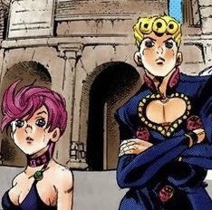 Giorno is trying to aura farm and Trish is currently not with us at the moment