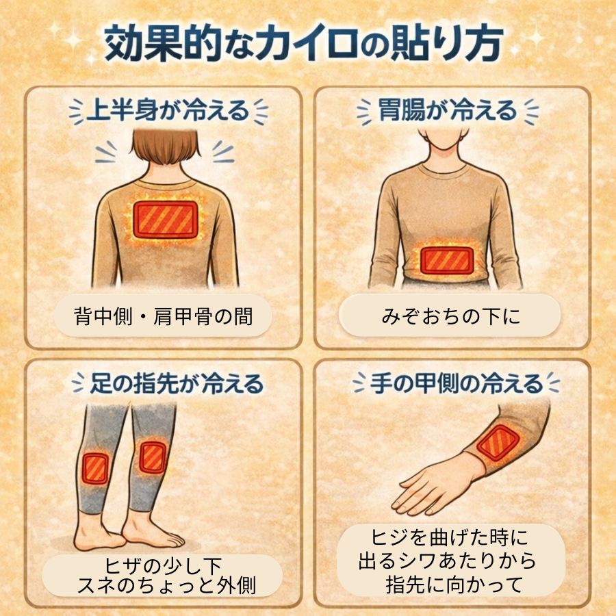 maki1313_'s tweet photo. 知らないと後悔します。最強寒波の日、カイロ貼ってるのに手足が全然温まらなかった昔のわたし。Googleで調べて気づいたのは「場所ミス」。冷え方ごとに貼る所は別だった。ここ外すと意味ない…。自己防衛したい人は必ずリプへ── https://t.co/GZYLEAoP0Q