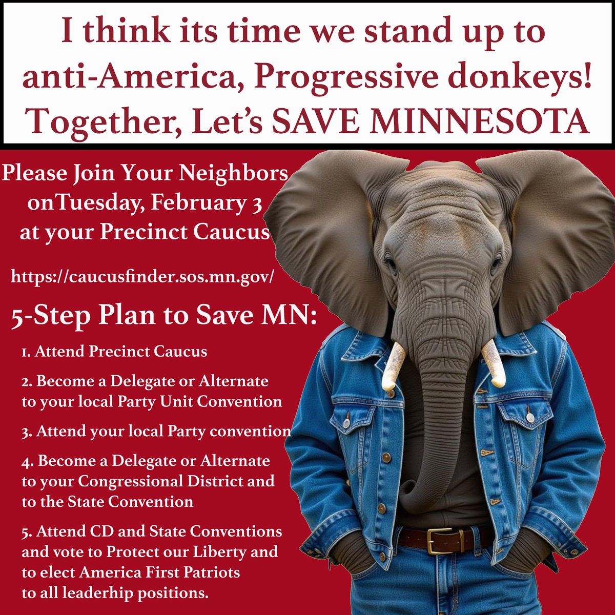WomenWhoThink's tweet image. HEY EVERY #MNRepublican
Enough talking, texting and tweeting:
SHOW UP at your caucus (caucusfinder.sos.mn.gov )
on Tuesday Feb 3 and #SaveMN 
by saving the #MNGOP
#BringYourFriends and #TakeBackTheParty