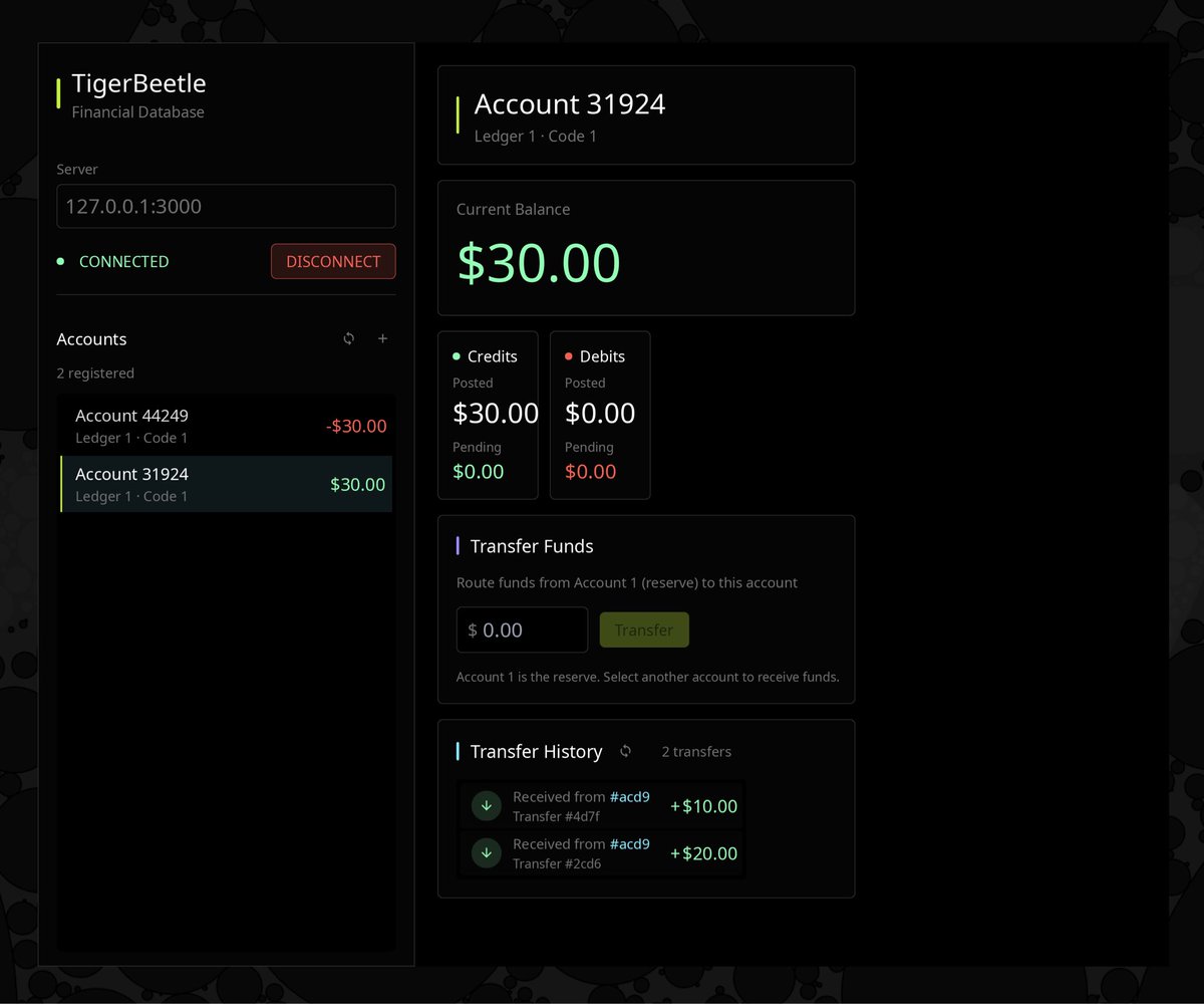 TigersEye, a TigerBeetle app written in Zig with my GPU powered UI lib, Gooey, now runs on Ubuntu!