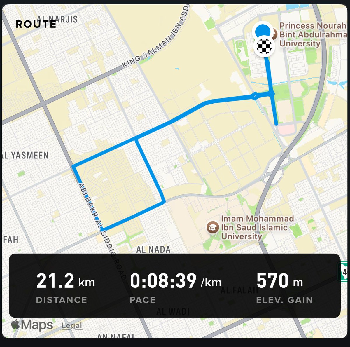 binjafnan's tweet photo. Half marathon 21 km ✅ https://t.co/hMDk1oFUTD
