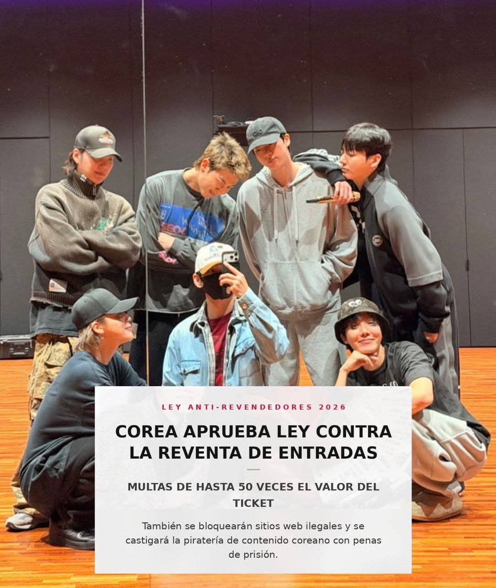 ¡JUSTICIA PARA ARMY! COREA APRUEBA LEY "ANTI-REVENDEDORES" TRAS EL CAOS DE LOS BOLETOS DE BTS 💜✨️

🚫 ¿Harta de ver entradas para BTS a precios de un riñ0n? El gobierno coreano también. Después de que la reventa para el tour de BTS alcanzara precios ridículos