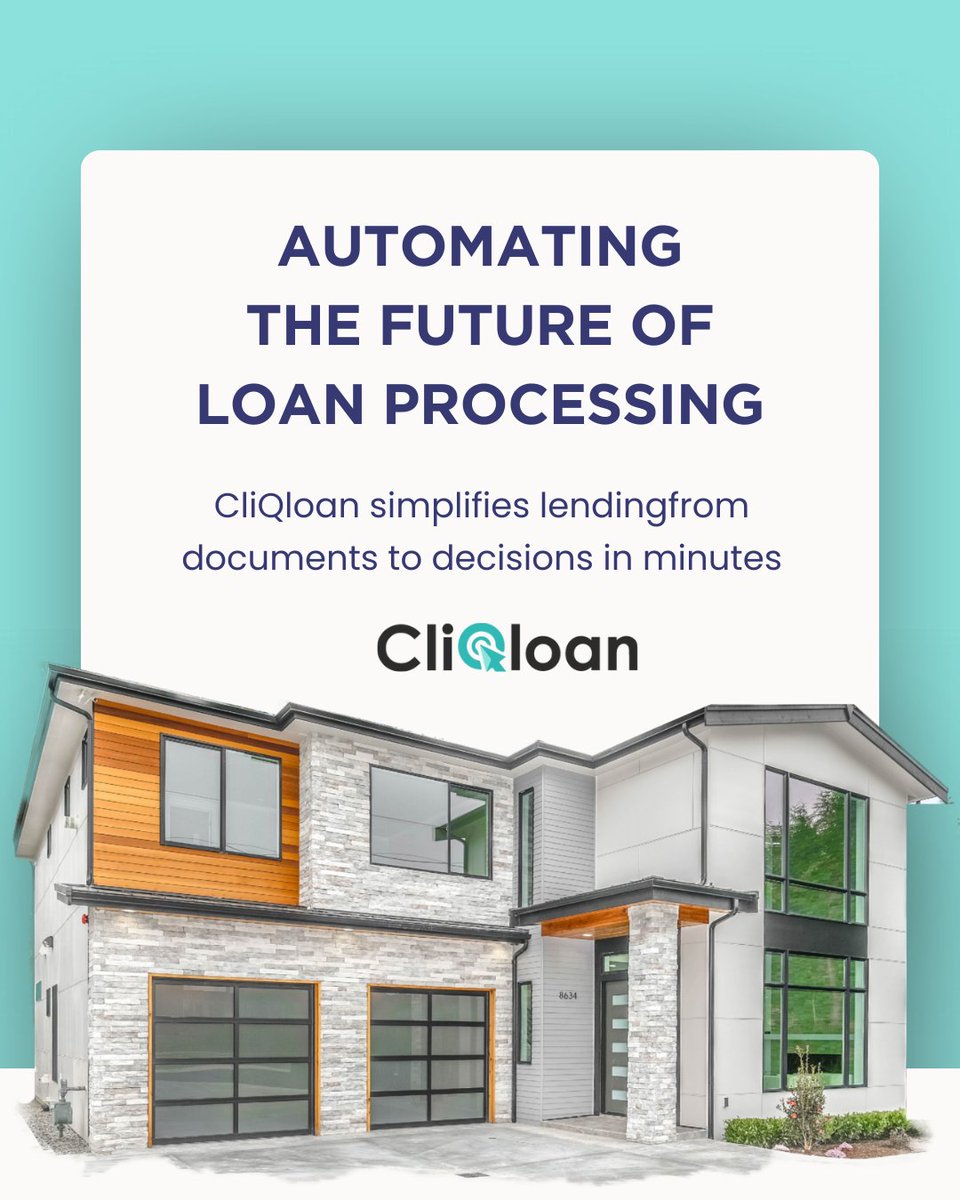 CliQloan2025's tweet photo. The future of lending is automated.
CliQloan helps lenders move from documents to decisions in minutes—securely and efficiently.

#FasterApprovals
#SmarterLending
#PaperlessProcess
#AutomationInFinance
#decisionmaking https://t.co/lSttFsvkHG