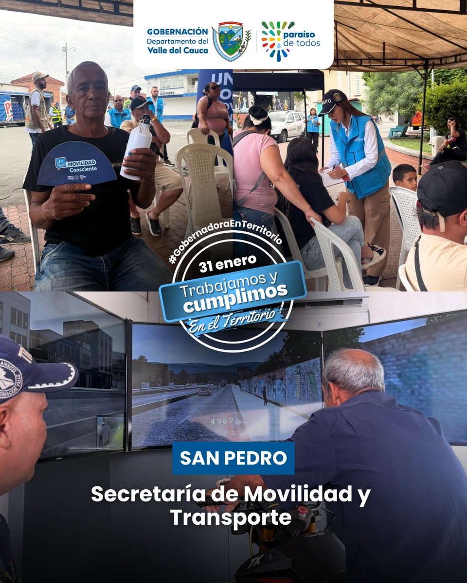Esta jornada en San Pedro hace parte de la estrategia de Conversatorios: gobierno en territorio que escucha y conecta la gestión con la gente, municipio a municipio.

La movilidad segura se construye así: de cerca y con hechos.

#GobernadoraEnTerritorio #TrabajamosYCumplimos