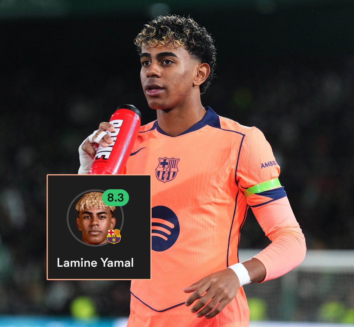 ActuYamal19's tweet photo. 🚨 Lamine Yamal en première mi-temps contre Elche :

- 1 but
- 2 coups
- 4 occasions créées
- 3 dribbles réussis
- Note de 8,3/10 https://t.co/qbn9FbnyqR