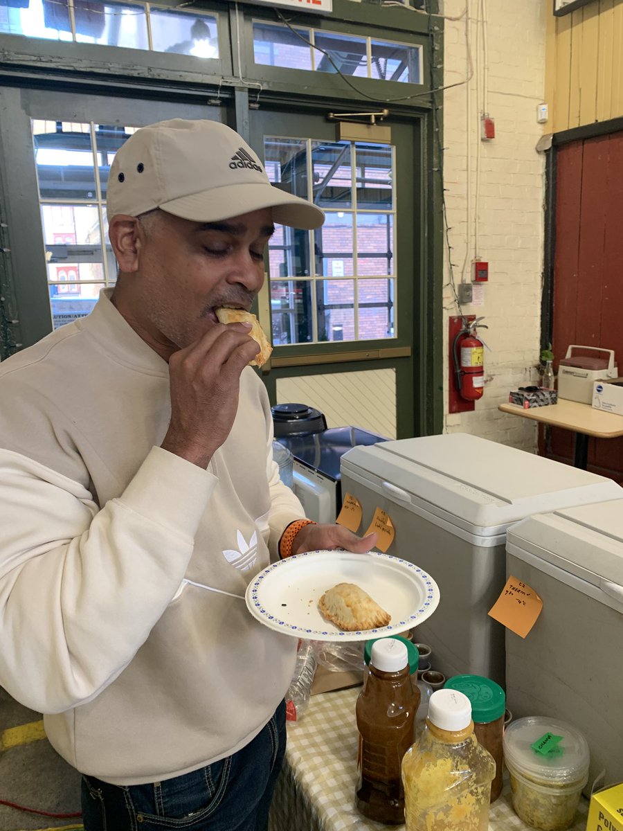 #maritimes plus #triniflavour #saltfish (buljol) hand pies!  Approved!  #trinifood <a href="/sjcitymarket/">SJ City Market</a> <a href="/now_we_cookin/">Lizzie's Trini Kitchen</a>