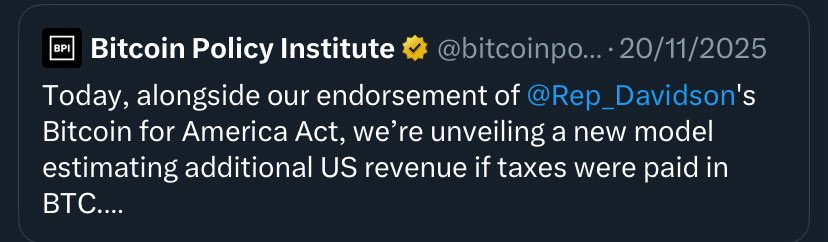 BitcoinConner_'s tweet image. We are extremely proud of our modeling here. Please play around with the website below. 

Here, any Bitcoiner can Run The Numbers to see how big @Rep_Davidson’s new bill could be. 🇺🇸