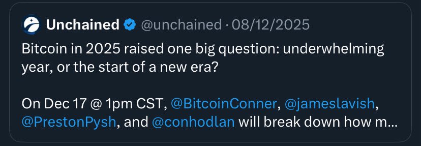 BitcoinConner_'s tweet image. Can’t wait for this conversation. 

This has been one of the biggest policy years for Bitcoin with much, much more to come in 2026.