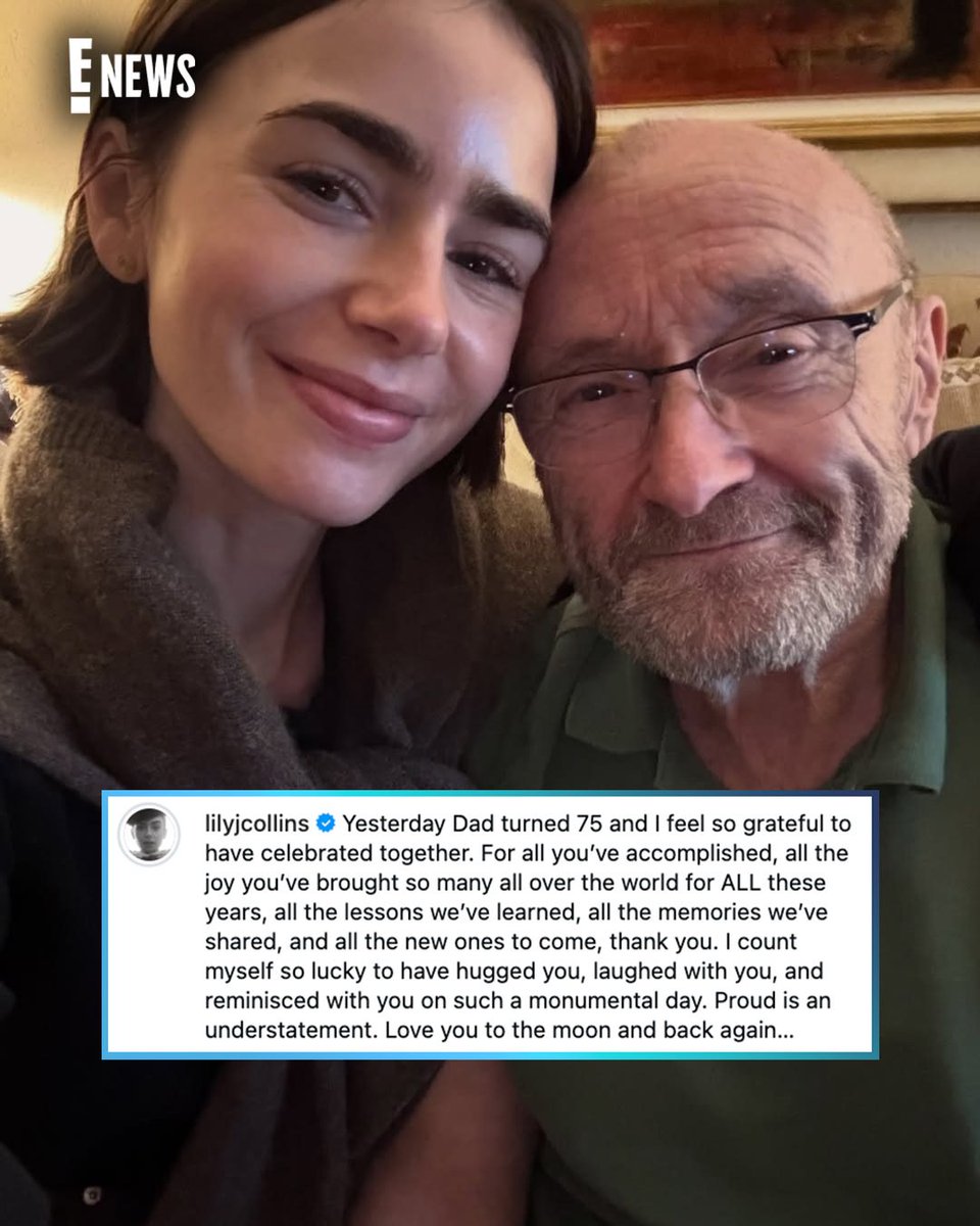 enews's tweet image. To us, he's Phil Collins, but to Lily Collins, he's just Dad. ❤️ (📷: IG/lilyjcollins)
