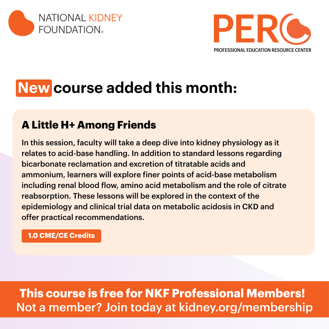 NKF_NephPros's tweet image. A Little H+ Among Friends

✔ Deep dive into kidney acid base physiology
✔ Practical insights for CKD care
✔ 1.0 CME or CE credit

Free for NKF Professional Members.

kidney.org/podcasts/kidne…

#Nephrology #ContinuingEducation #NKF #Medical #Kidney