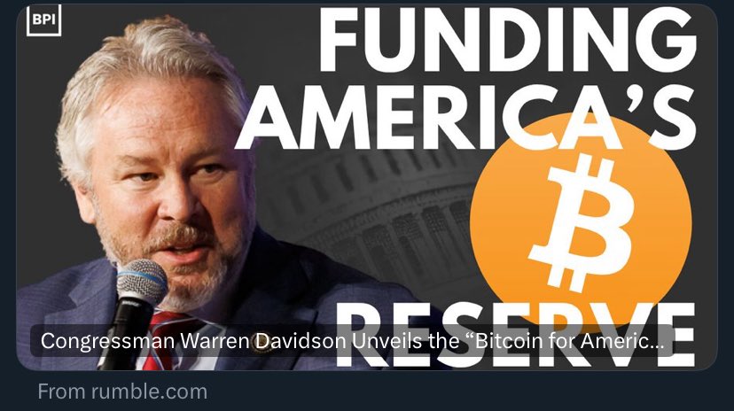 BitcoinConner_'s tweet image. Special thanks to @rumblevideo for hosting our Bitcoin policy discussions. 

You can view our full interview with Rep. Davidson discussing his new Strategic Bitcoin Reserve Bill below on Rumble.