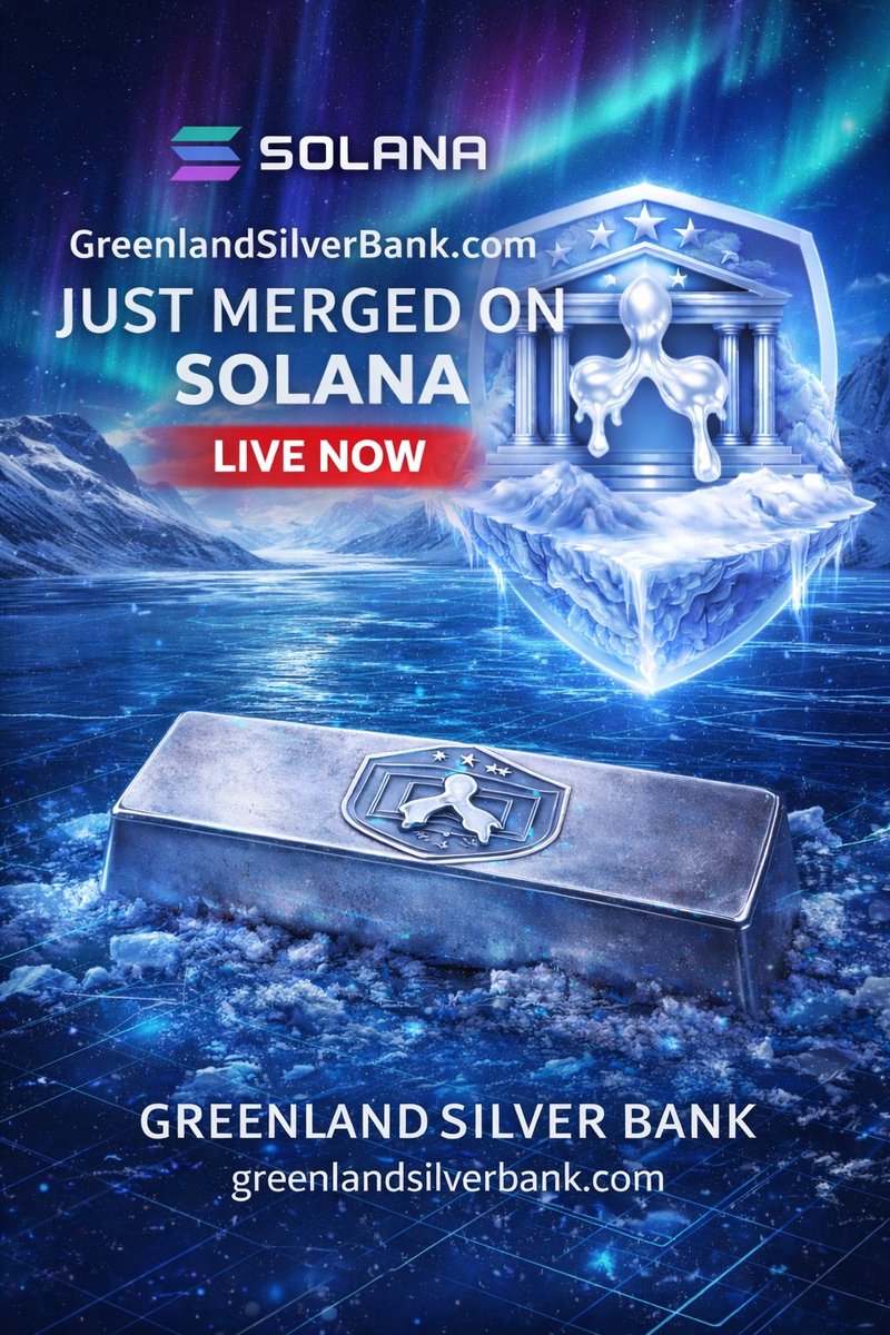 gsbonsol's tweet photo. Greenland Silver Bank is now live on #Solana.
Built around the digital silver narrative and long-term liquidity flows.
CA: 5f2KbZjnJEnPpW5JqY53mv2cDH7MLixUUgxCFnLBpump https://t.co/aYiQRjT6s4