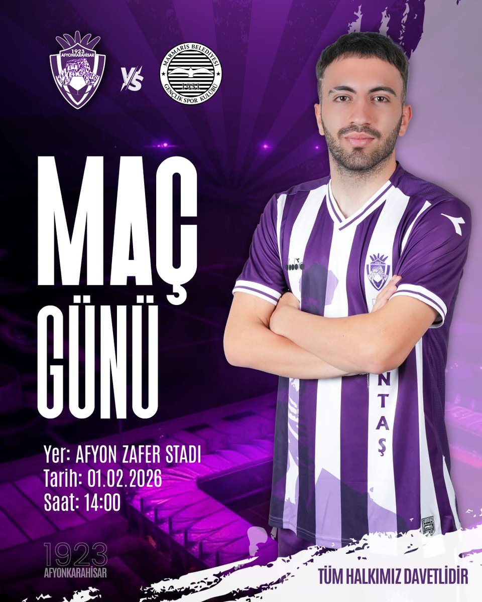 🔥 MAÇ GÜNÜ 🔥

TÜM HALKIMIZ DAVETLİDİR

1923 Afyonkarahisar Sk 🆚 Marmaris Yat Marin Milas Futbol Kulübü

🏆 Bölgesel Amatör Lig (BAL)
🏟 Afyon Zafer Stadyumu
📅 01.02.2026 - Pazar
🕥 14.00