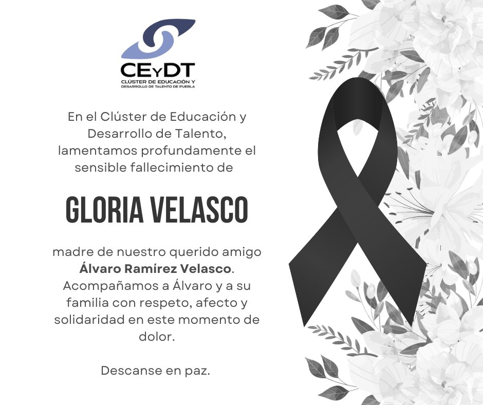 Expresamos nuestras condolencias a <a href="/Alvaro_Rmz_V/">Álvaro Ramírez Velasco</a> director de <a href="/MxExilio/">exilio_mx</a> y conductor de <a href="/SicomNoticias_/">Puebla Noticias en Sicom</a> por el sensible fallecimiento de su madre, la señora Gloria Velasco

Descanse en paz