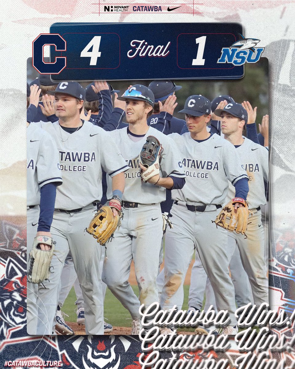 CatawbaIndians's tweet image. .@CatawbaBaseball plates 3⃣ in the top of the 10th for an extra-inning win over Nova Southeastern!

Sam Hunter drove in the go-ahead run; Joe Burleyson picks up the win!

Off to Lynn tomorrow at 2 p.m.

#BeYourOwnHero | #CatawbaCulture