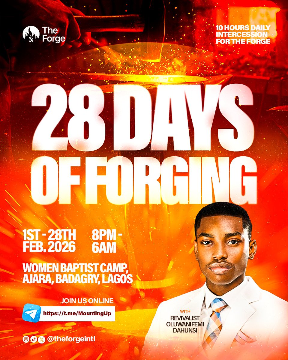 nifemidahunsii's tweet image. As we trust God for provision towards our space and anticipate our first ever Chruch Service, We would be praying Onsite and Online for 10Hrs Daily over The Forge International. 

Be a part of it! Led to give? Use this; 

1308991780

Providus Bank
The Revivalists Hub - The Forge