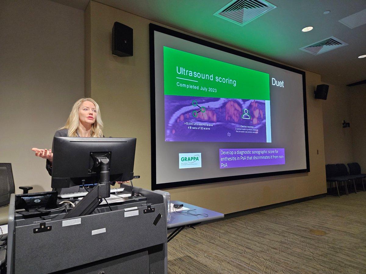 USSONAR_Rh's tweet photo. Dr @CatherineB27 teaches about the importance of ultrasound in evaluating patients with #psoriaticarthritis !
#RhMSUS #ussonar26 https://t.co/6scCYBz2fg