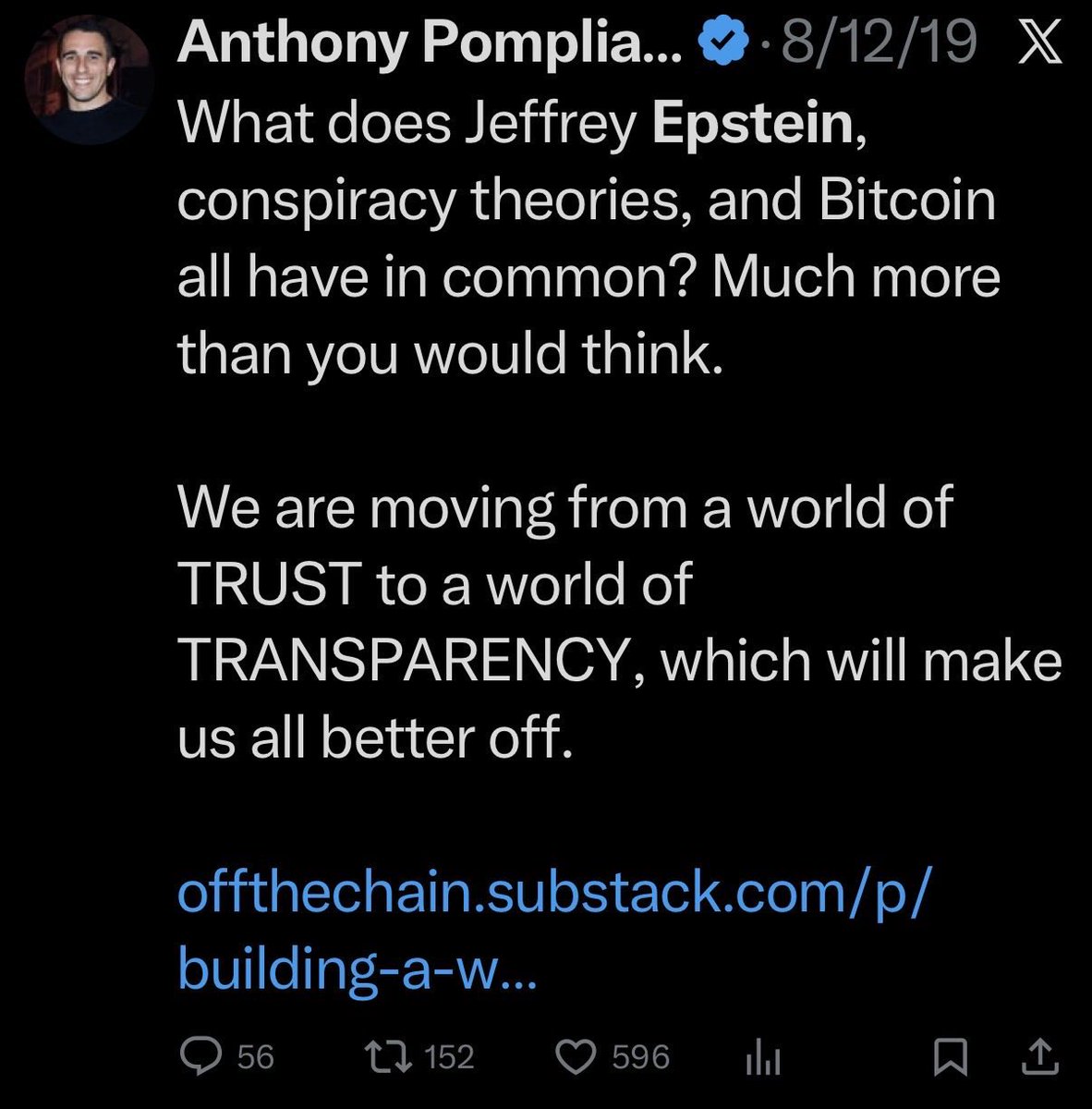 Keep thinking we are kidding peep know at least triple OG’s do that Epstein ties with bitcoin are deeper than anyone wants 2 ever believe Epstein is Satoshi bch’s 😺