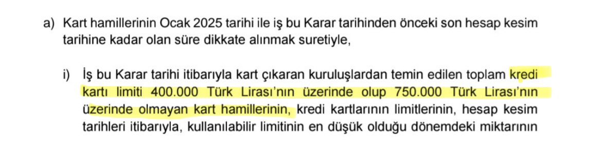 Kredi kart limiti mevzusunda gözden kaçan bir konu var.Yazıda net bir şekilde belirtilmiş.Limitiniz 750 binTL'nın üzerindeyse etkilenmiyorsunuz.