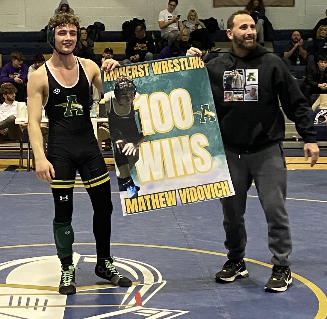 SteeleComets's tweet photo. Congratulations to Senior Wrestler, Mathew Vidovich, on Winning his 100th Match! https://t.co/Vv8gPluIgz