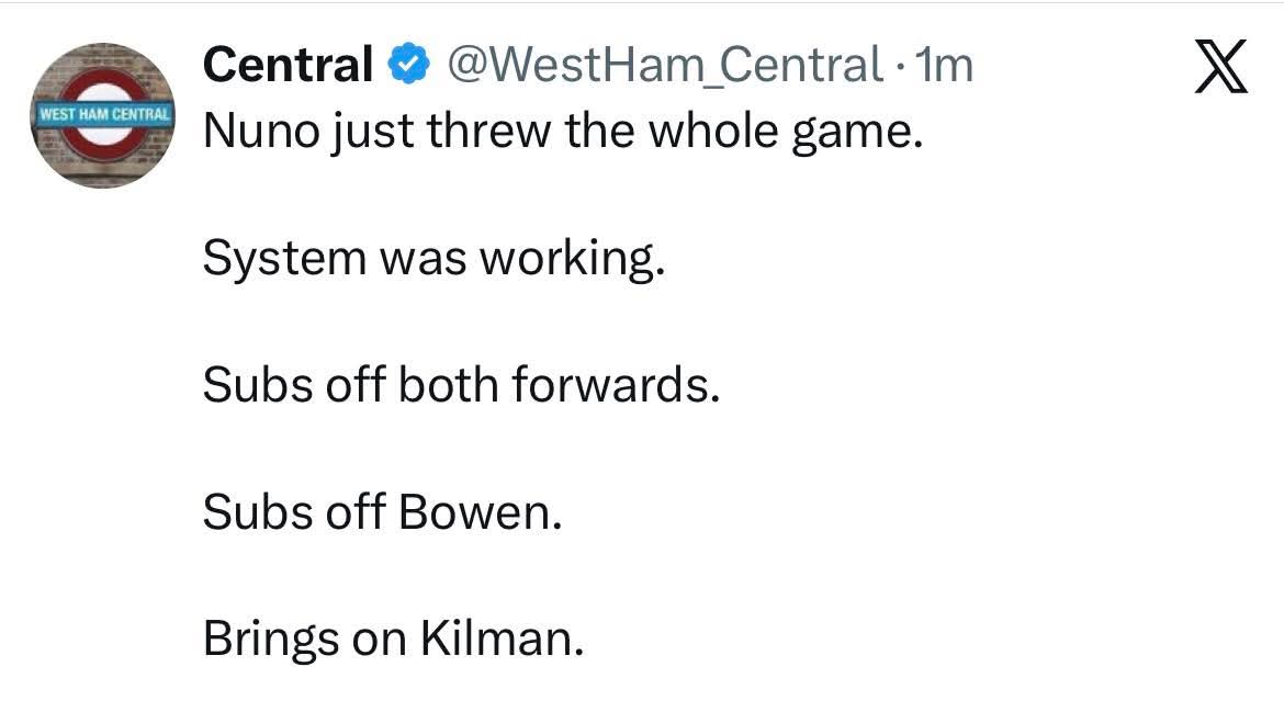 AlTMyles's tweet photo. Think point made tbh

The best form of defence is to attack - Why change the rhythm, 1st half we could have been even 3 or 4 up with chances created

Massive opportunity missed on 3 points, let alone 1pt when was 2-2

Then we just crumbled - team is crying out for a CB https://t.co/yKA8zrByP8