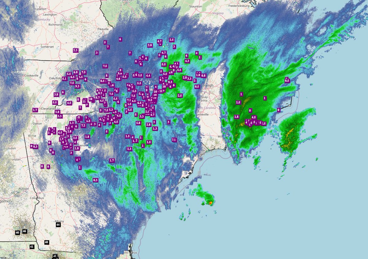 wx_anthony's tweet photo. BRUTAL dry slot for my friends up in #NC around #Raleigh! This map shows initial snow reports. West and east seeing snow, but it's been abysmal (comparatively) in the city

#weather #ncwx #rdu #durham #carolina #northcarolina #enc https://t.co/dX4TsFf9jy