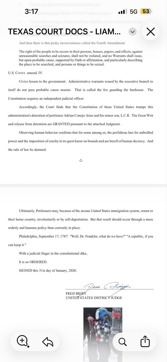 A court has ordered the release of Liam and his father — the order is worth a READ! The Judge legitimately read the government for FILTH, as he should, all while giving a history lesson &amp; taking them to school on the Constitution, itself! 

Today, is a great day, but please know,