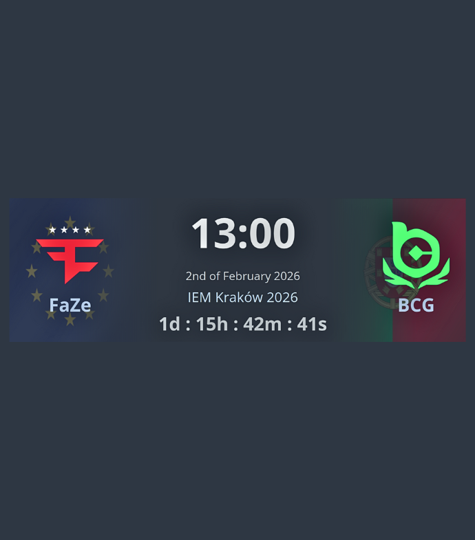 Ozzny_CS2's tweet photo. JUST IN: FaZe will play BCG in the ELIMINATION match ‼️

S1MPLE VS FAZE https://t.co/nHj7LORPNe