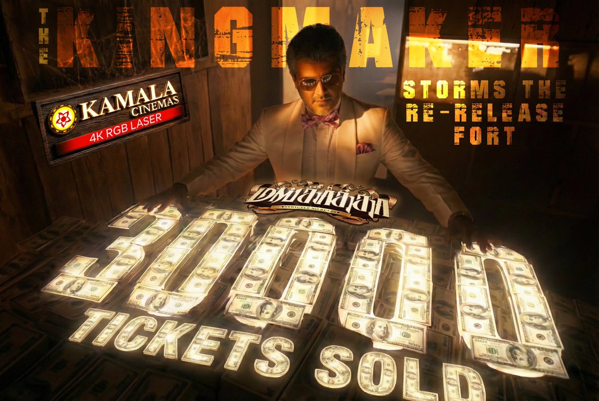 The Kingmaker roars again ‼️, 

30,000+ tickets sold for #Mankatha at your Re-Release Fort Kamala Cinemas ♠️🔥

#AjithKumar <a href="/vp_offl/">venkat prabhu</a> <a href="/thisisysr/">Raja yuvan</a> <a href="/trishtrashers/">Trish</a> <a href="/actor_vaibhav/">Vaibhav</a> <a href="/Premgiamaren/">PREMGI</a> <a href="/MahatOfficial/">Mahat Raghavendra</a> <a href="/andrea_jeremiah/">Andrea Jeremiah</a> <a href="/SureshChandraa/">Suresh Chandra</a>
Poster by : <a href="/yootiyoot/">mike</a>