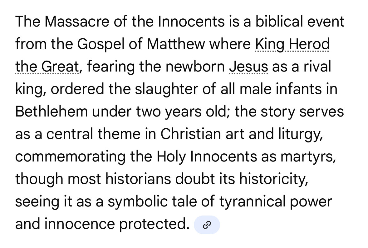 SurpriseWitnes's tweet image. Convicted pedophile, Jeffrey Epstein, had a 18 sq. ft. painting called “Massacre of the Innocents.”

The painting “where they are KILLING BABIES”. I include some renditions of this painting from Google.
 
This email is part of the newly released #epsteinfiles.