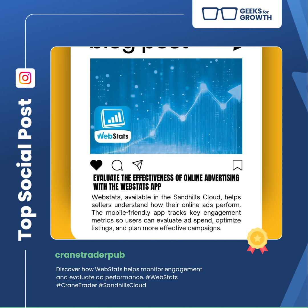 TGG_Plano's tweet photo. Our shoutout for the social post of the day goes to @cranetraderpub on Instagram. From @cranetraderpub: Discover how WebStats helps monitor engagement and evaluate ad performance. #WebStats #CraneTrader #SandhillsCloud https://t.co/ZmfX2TzV8n