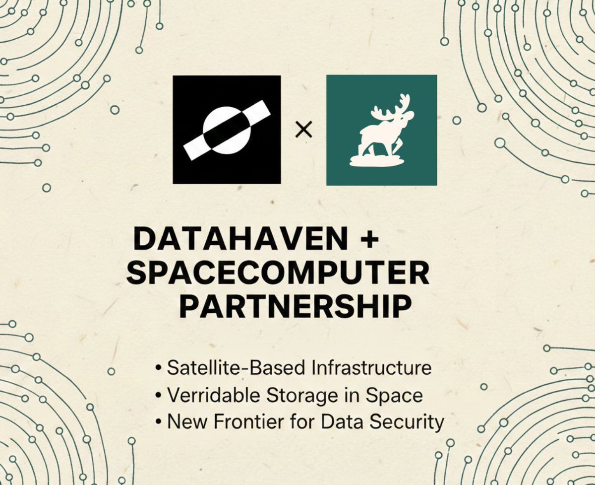 Ali_crypto10's tweet photo. Secure infrastructure needs execution beyond reach and memory you can verify. SpaceComputer + DataHaven bring satellite compute and verifiable storage together to power tamper-proof, censorship resistant systems. @DataHaven_xyz @SpaceComputerIO https://t.co/vape2Zg4ow