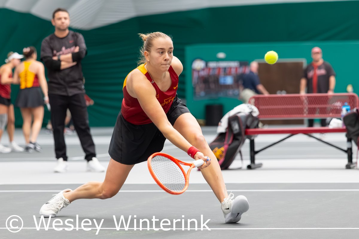 WesleyWinterink's tweet photo. Iowa State falls to Wichita State 4-2 in NCAA womens tennis on 1/31/2026. https://t.co/sRFzkzSEfP