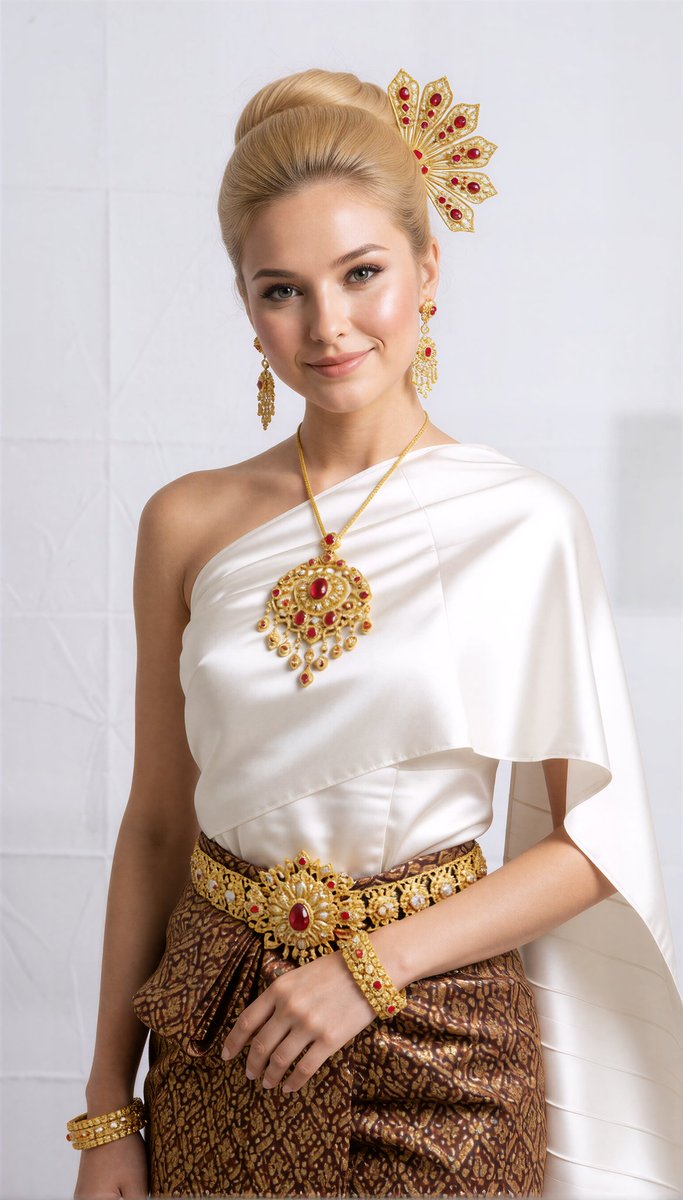 AshleyReed92's tweet photo. Me encantó este outfit estilo Thailandes 😍

Que les parece a ustedes? 

#thailandstyle #elegant #blonde #positvevibes #AIContent https://t.co/GVEKcZwY0j