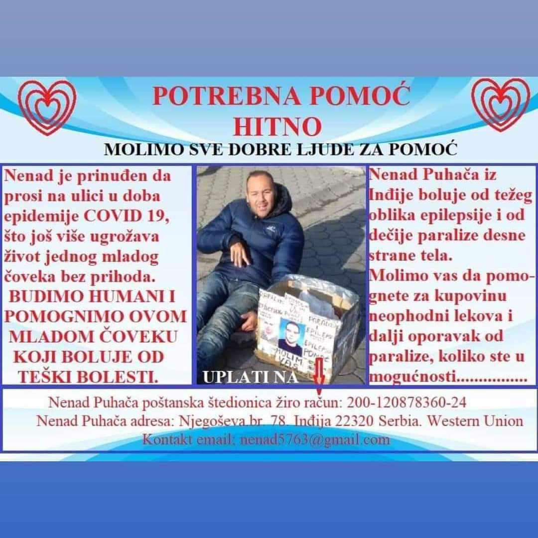 PuhacaNema's tweet photo. Molim vas za pomoć imam" EPILEPSIJU I DEČIJU PARALIZU, A SA,SEDAM GODINA SAM IMAO (ANEURIZMU NA MOZGU GDE SU SE DOKTORI,NA NOVOM BEOGRADU,BORILI ZA MOJ ŽIVOT). Puhača Nenad,adresa: Njegoševa 78,poštanski broj: 22320, Inđija. Broj ,žiro računa za pomoć je: 200-120878360-24 APEL!😥 https://t.co/JD9T8kffA7