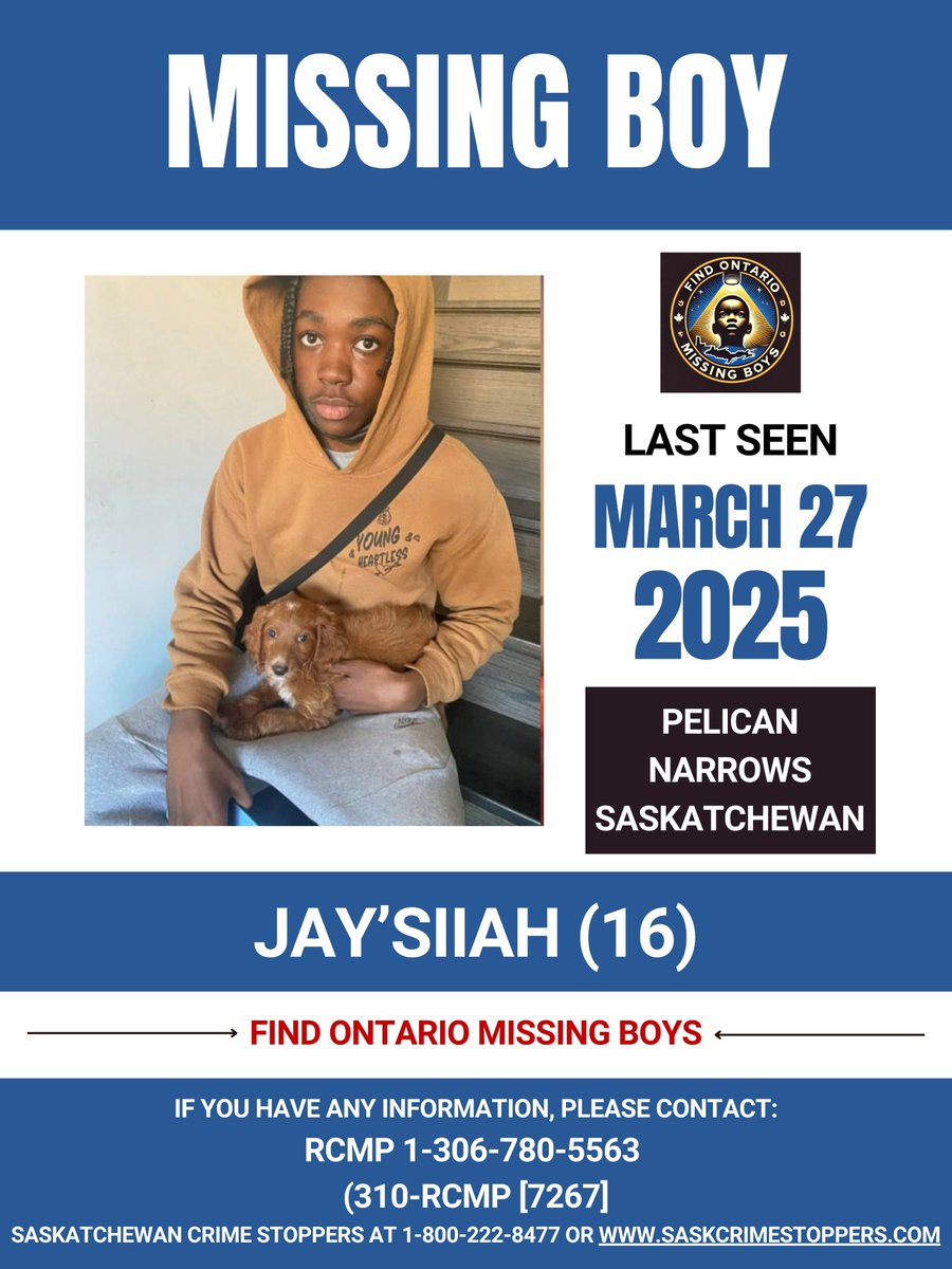 Someone knows something. Jay’siiah Webb-Long vanished at 15. His case is now with Saskatchewan RCMP Major Crimes and is considered suspicious.  🚨 Active investigation — tips needed. 📷 1-306-780-5563 | 310-RCMP (SK) | 1-800-222-8477  Share. Don’t scroll past. #BringJaysiiahHome