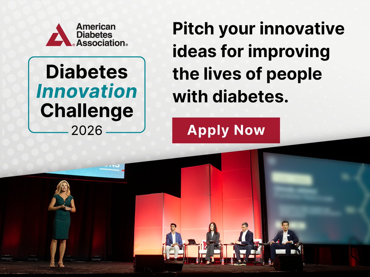 ADA_DiabetesPro's tweet photo. We are currently accepting applications for the Innovation Challenge, which will be featured at the 86th Scientific Sessions in New Orleans, LA, taking place from June 5–8, 2026 at the Ernest N. Morial Convention Center: https://t.co/F8KvTUSiDz https://t.co/RwBRS0Bl53