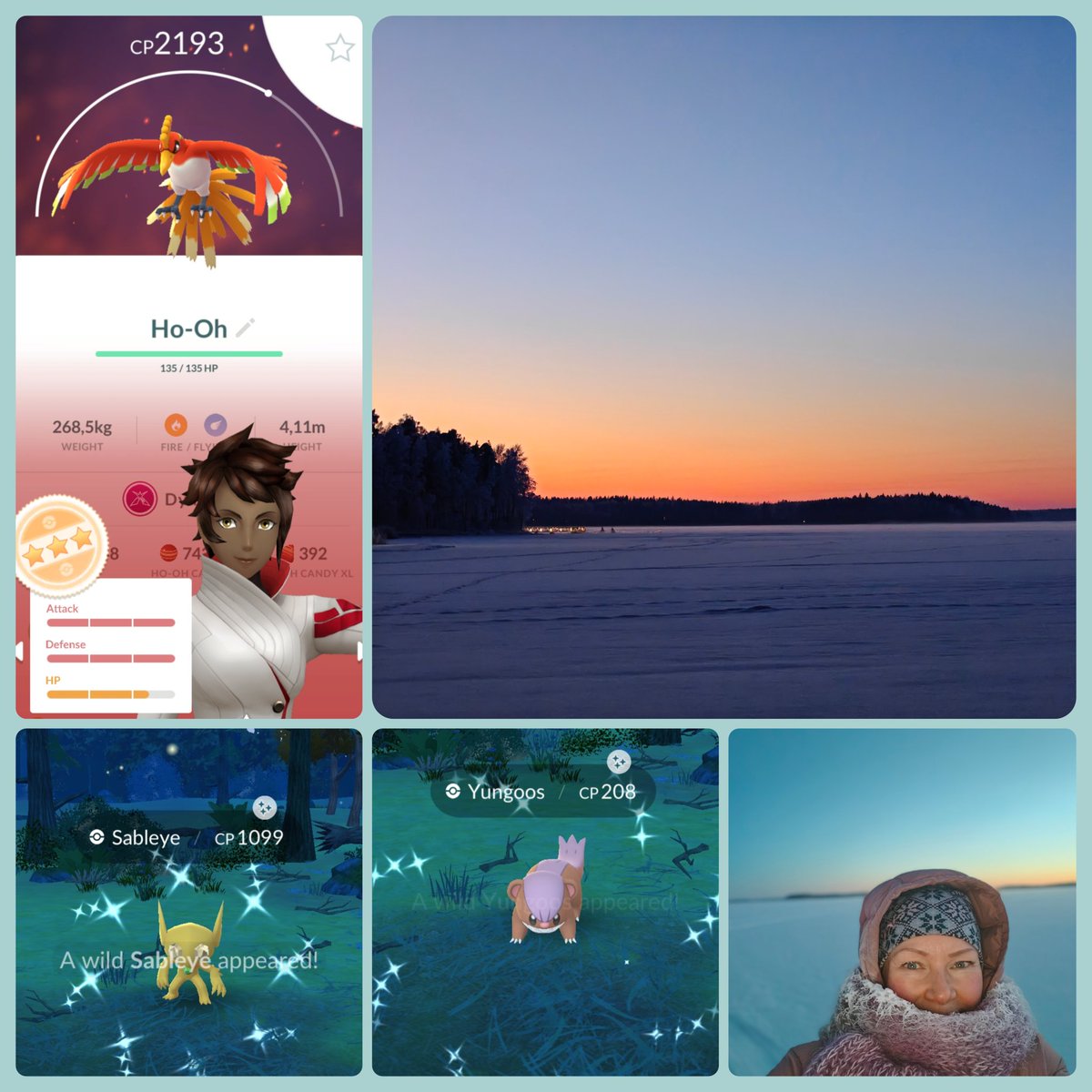 Shiny Ho-oh didn't show up after 19 battles. The best was iv93, three ran. -22°C gave little bit spice to the playing❄️. I'm so waiting for spring. Some sparkles at least ✨🤩✨🤩 #PokemonGO  #ShinyPokemon