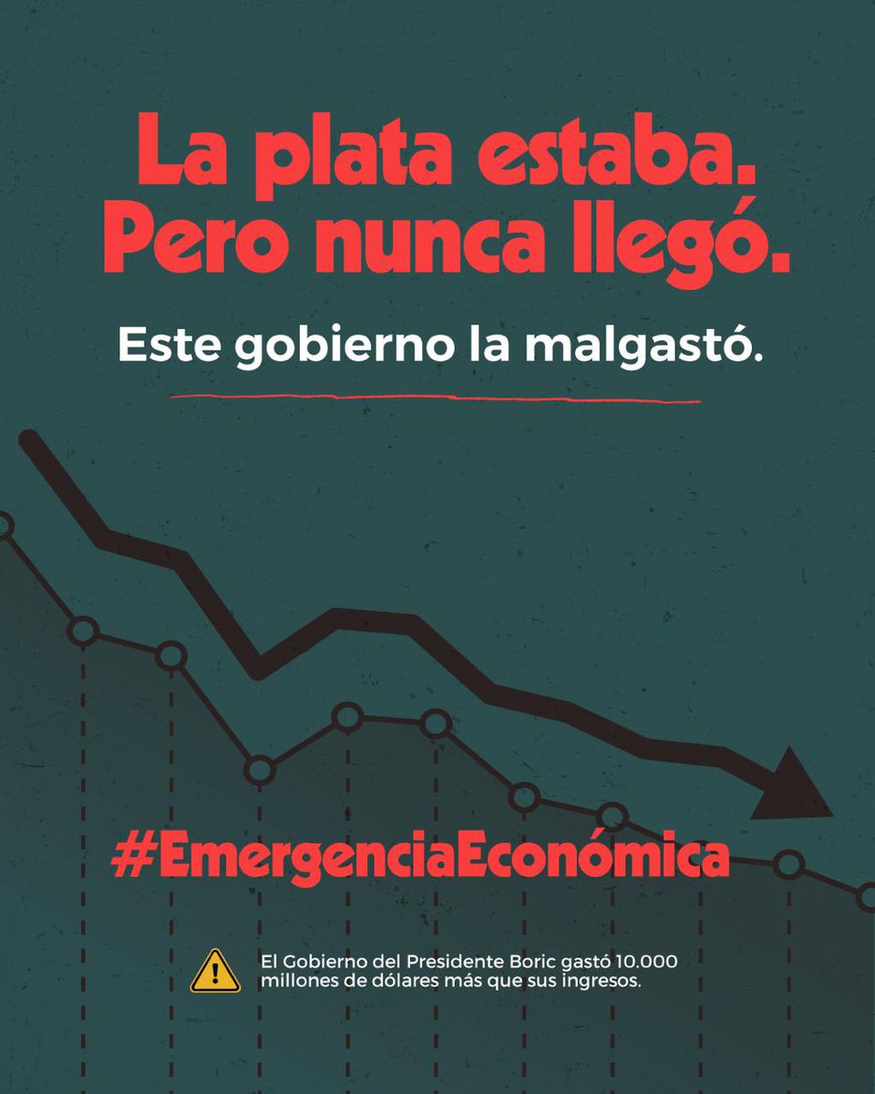 ¡Necesitamos que todo Chile lo sepa! Y con urgencia ordenar las cuentas y cuidar la plata de todos los chilenos. Con el gobierno de Emergencia José Antonio Kast el cambio viene en camino.
#EmergenciaEconómica