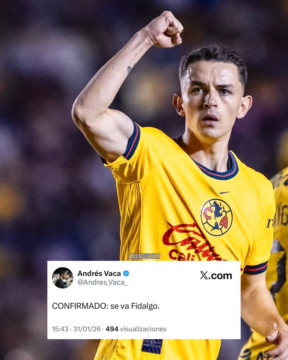 🚨¡ÚLTIMO MOMENTO!🚨

Informa <a href="/Andres_Vaca_/">Andrés Vaca</a> que Álvaro Fidalgo se va del América.🦅🥺