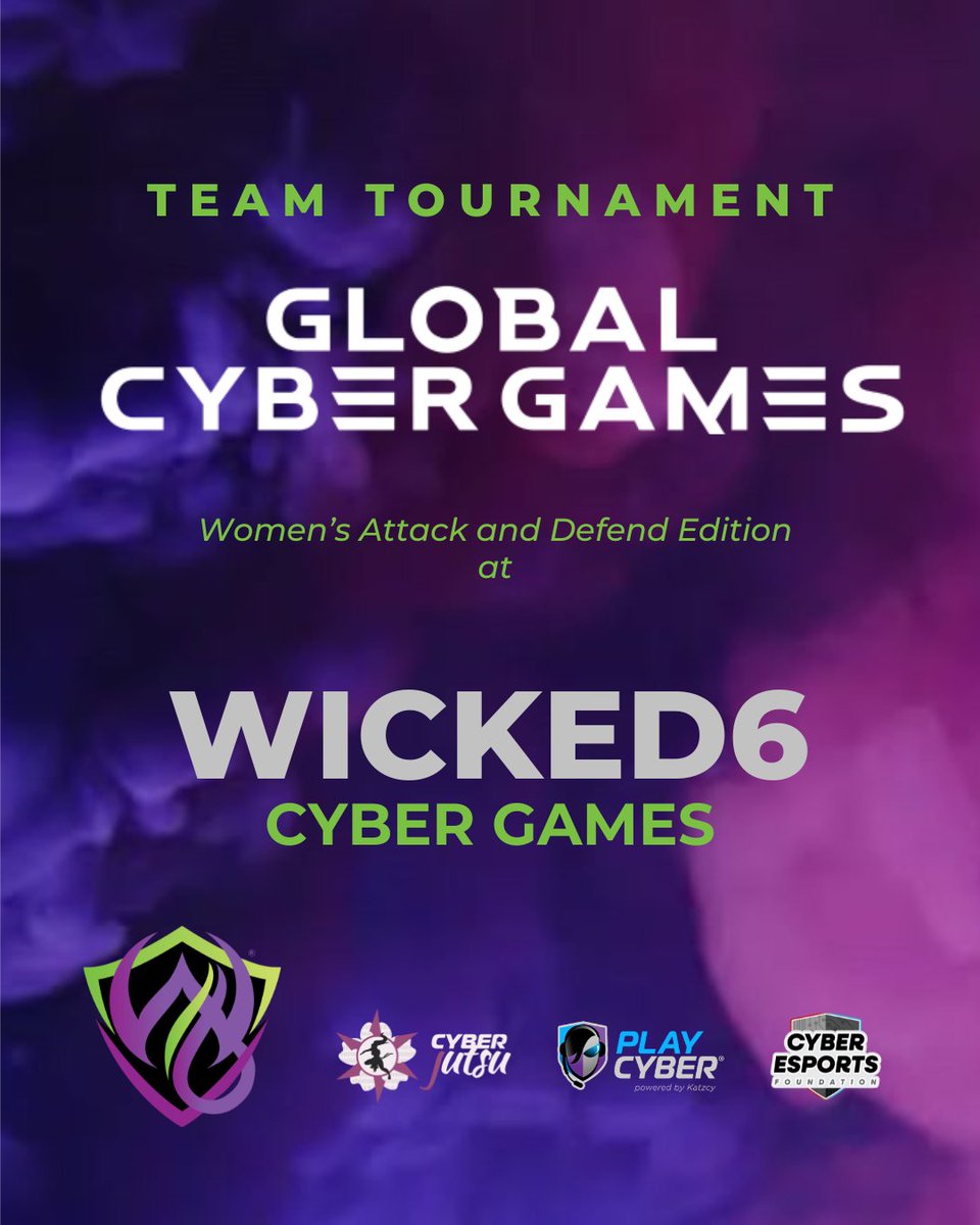🏆Compete on a global stage! Global Cyber Games at #Wicked6 are open to all-women teams (max 8 players)
✔️ $100/player
✔️ 2 practice sessions (Feb 21 &amp; Mar 7) + finale (Mar 29)
✔️ Attack &amp; Defense. Skills. Strategy. Serious fun.
👉 Info: hubs.li/Q040YGDm0
#womenincyber