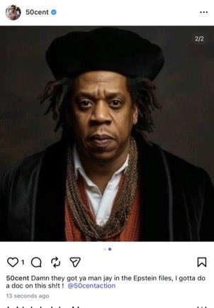 BlackBondPtv's tweet photo. 50 cent déclare vouloir faire un documentaire sur Jay Z maintenant qu’il est dans les dossiers Epstein. https://t.co/HqjeTr29gJ